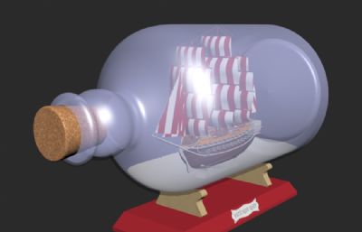漂流瓶,航海装饰摆件3D模型