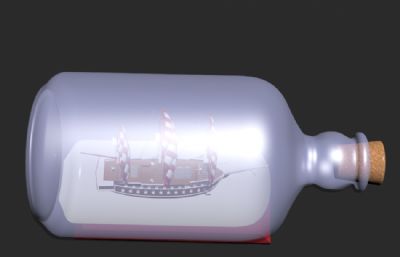 漂流瓶,航海装饰摆件3D模型