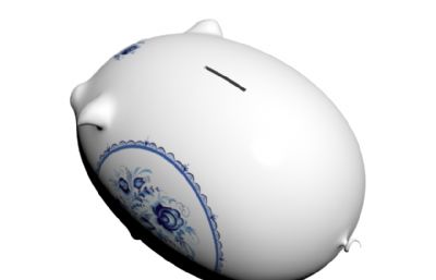 青花瓷小猪存钱罐3D模型