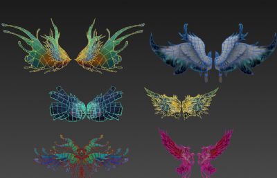 6个炫酷游戏角色翅膀3D模型