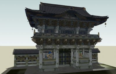 日式古建寺庙旅游景区古建SU模型
