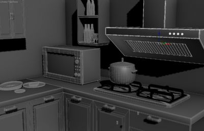 厨房一角3D,max模型,带制作过程截图