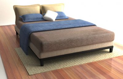 现代床,双人床3D,max模型
