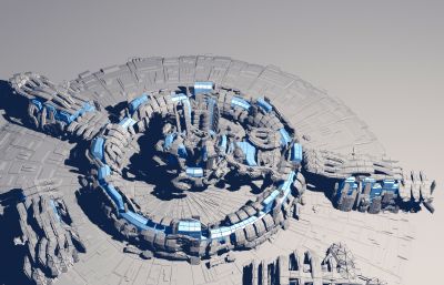 圆环型太空基地,未来太空基地3D模型