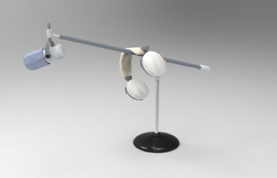 带伸缩杆的麦克风和耳机模型,3DS格式