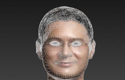 戴眼镜的男子头部雕像3D模型