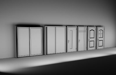 木门,推拉门,厨房门组合3D模型