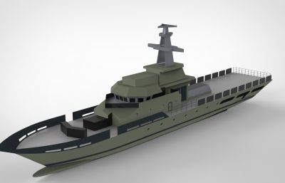 简易军舰Solidworks设计模型图纸,无零件