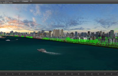 城市跨江大桥整体场景3D模型(网盘下载)