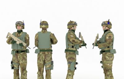 持枪解放军哨兵3D模型,MAX,FBX,SKP三种格式