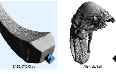 异形头骨模型,MB,OBJ,STL三种格式,可打印