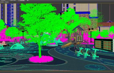 小区儿童游乐园,儿童娱乐设施场景3D模型(网盘下载)