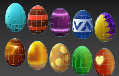 10款手绘风格的蛋,彩蛋3D模型