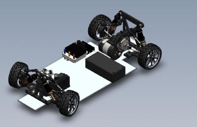 玩具越野车转向轴底盘结构Solidworks设计图纸模型