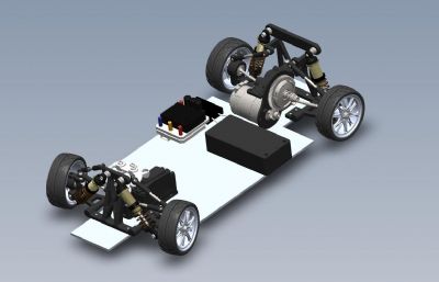 玩具越野车转向轴底盘结构Solidworks设计图纸模型