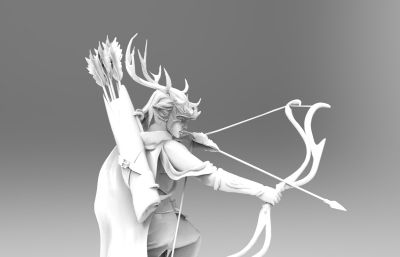 精灵战士,精灵族弓箭手3D图纸模型,STL格式