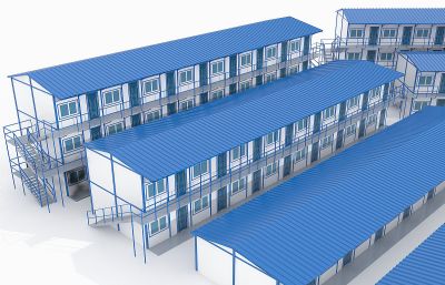 施工工地板房,施工宿舍,工地宿舍3D模型
