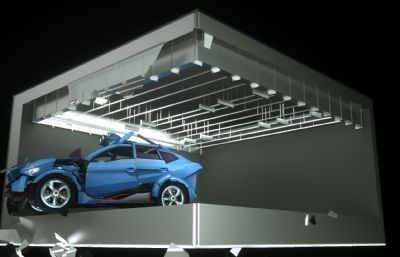 裸眼3D汽车人变身效果展示C4D模型
