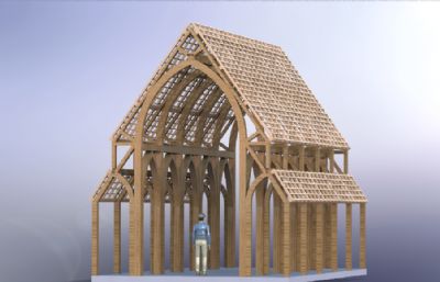 哥特式木屋结构Solidworks数模图纸