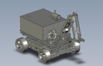 监控巡逻机器人小车STEP格式模型