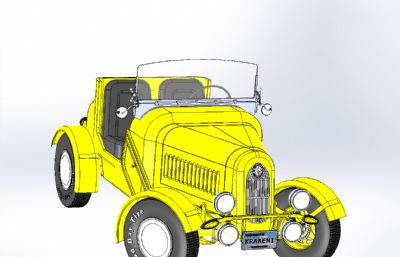 双座老式轿车STEP格式模型