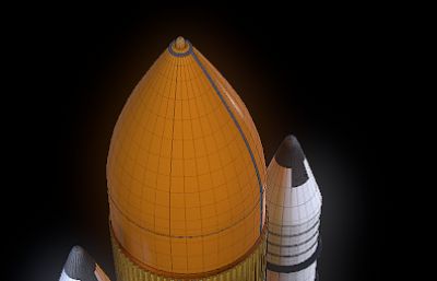 哥伦比亚航天飞机(美)+燃料舱+助推火箭*2 3D模型,OBJ格式