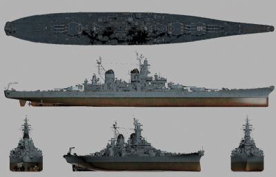 影视级密苏里号战列舰3D模型