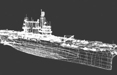 影视级列克星敦号航空母舰3D模型