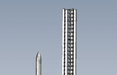 SpaceX火箭+发射塔图纸模型