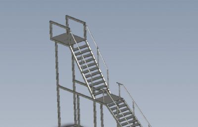 双层拼接楼梯结构STEP格式模型