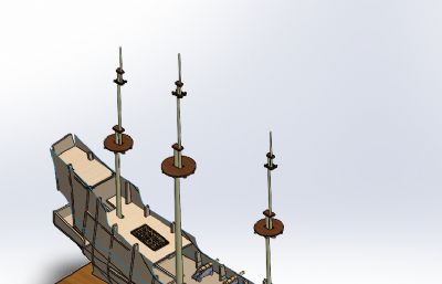 金鹿号古代帆船3D图纸模型