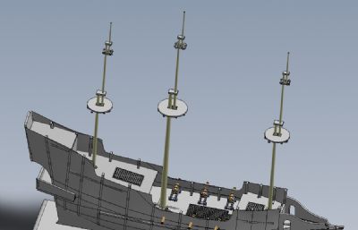 金鹿号古代帆船3D图纸模型
