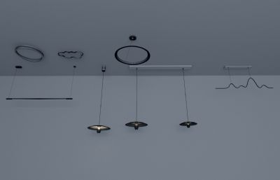 吊灯,线性灯,吸顶灯等灯具3D模型
