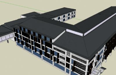 中式宿舍楼,教学楼SKP模型