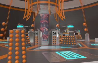 外星人基地空间站3D模型,带动画,包含max obj fbx三种格式(网盘下载)