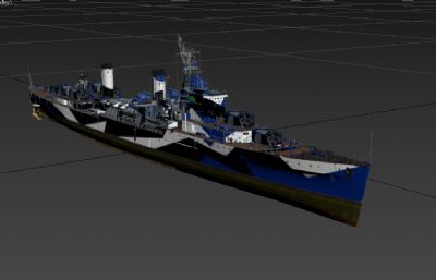 重庆号轻巡洋舰3D模型塌陷文件