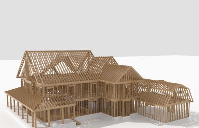 木质别墅骨架,房屋骨架3D模型