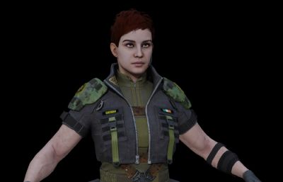 彩虹六号Thorn短发女士兵3D模型,FBX,OBJ格式