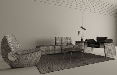 简约客厅家具软装设计3D模型