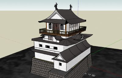 日式小寺庙SKP模型