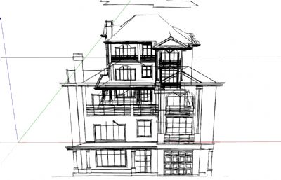 三层农村别墅草图模型