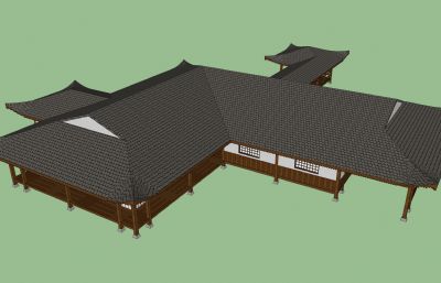 日式居民房,寺庙SU模型