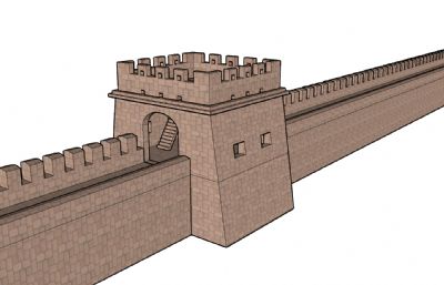 古代城墙,烽火台SKP模型