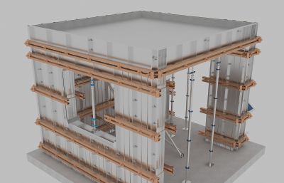 铝模样板+外墙保温构造结构展示3D模型
