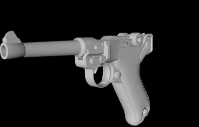 鲁格P08手枪游戏道具模型,FBX格式