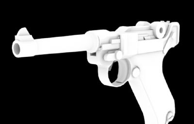 鲁格P08手枪游戏道具模型,FBX格式