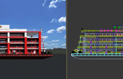 水上消防趸船3D模型