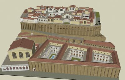 古罗马民宅建筑群SU模型