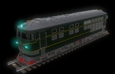 东风内燃火车头,内燃机车头3D模型,OBJ格式