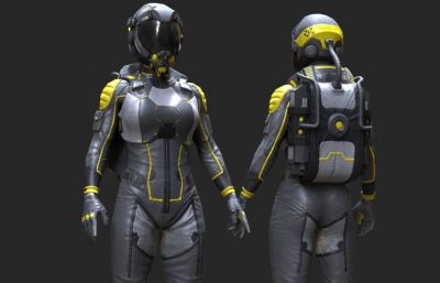 两组女性太空服,宇航员,外星球作战服模型(网盘下载)